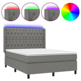 Box Spring Bed with Mattress&LED Dark Gray Full Fabric
