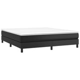 Box Spring Bed with Mattress Black 76"x79.9" King Faux Leather