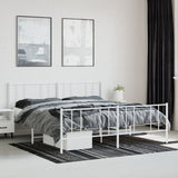 Metal Bed Frame with Headboard and Footboard White 76"x79.9"