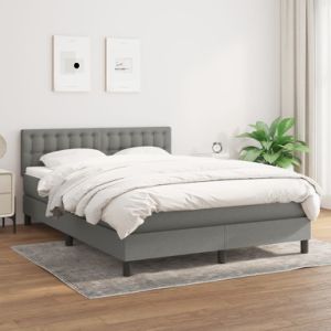Box Spring Bed with Mattress Dark Gray Full Fabric