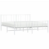 Metal Bed Frame with Headboard and Footboard White 76"x79.9"