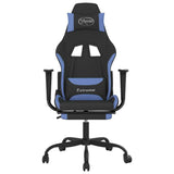 Gaming Chair with Footrest Black and Blue Fabric