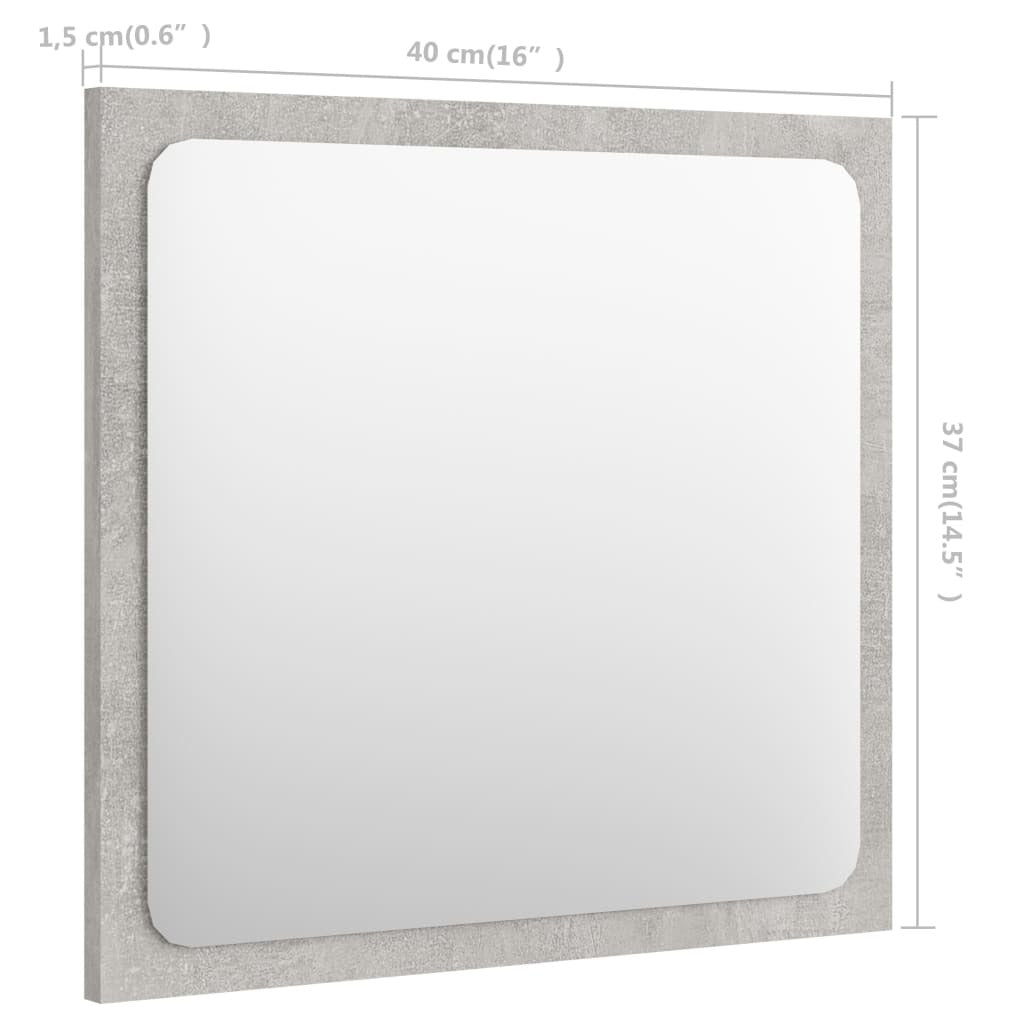 Bathroom Mirror Concrete Gray 15.7"x0.6"x14.6" Engineered Wood