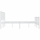 Metal Bed Frame with Headboard and Footboard White 76"x79.9"