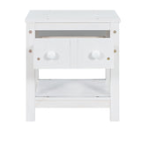 Wooden Nightstand with One Drawer and One Shelf Brushed White