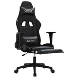 Massage Gaming Chair with Footrest Black Faux Leather