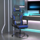 Gaming Chair with Footrest Black and Blue Faux Leather