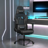 Gaming Chair with Footrest Black and Gray Faux Leather