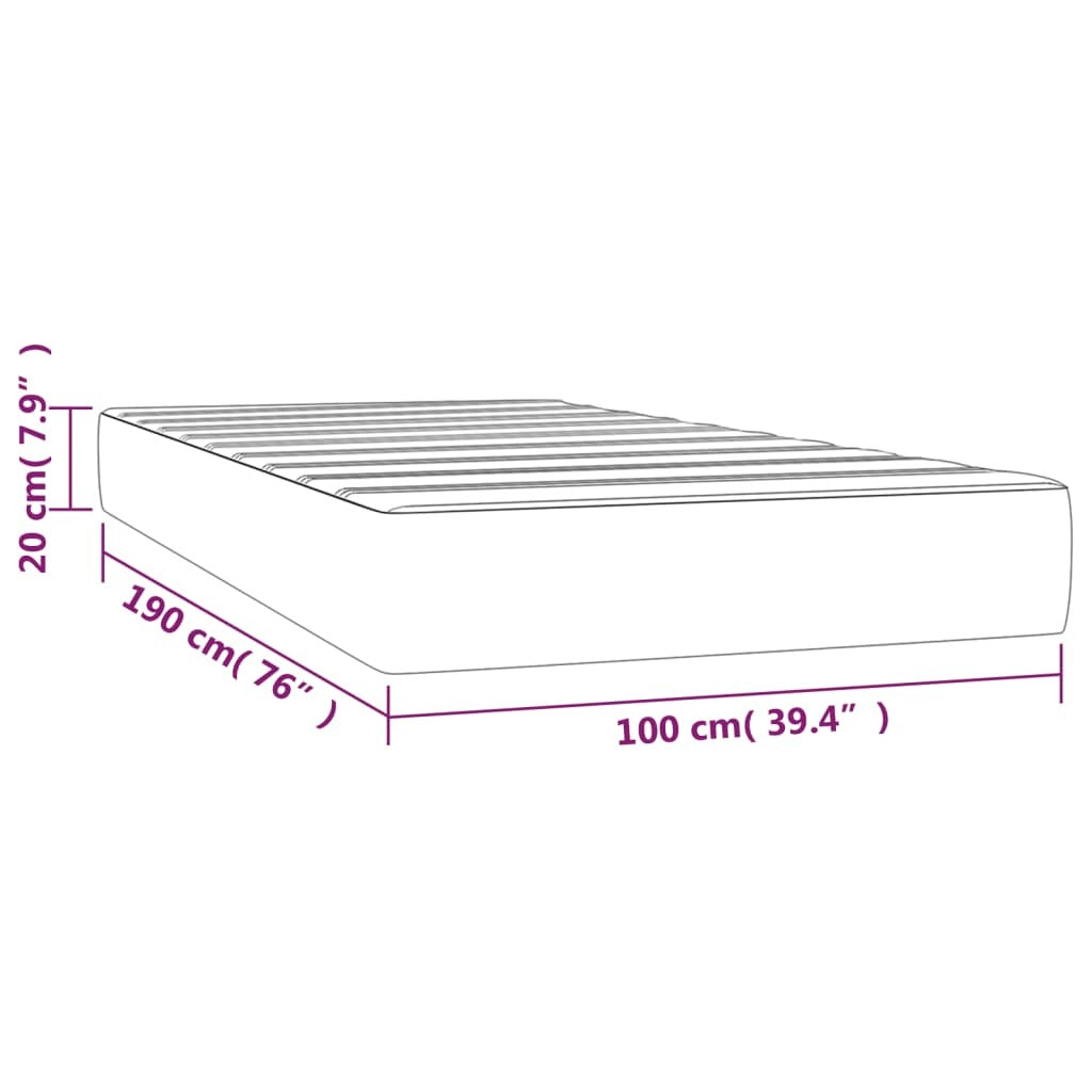 Pocket Spring Bed Mattress Light Gray 39.4"x74.8"x7.9" Twin Velvet