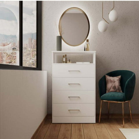 Dresser Atlanta, Four Drawers, White Finish