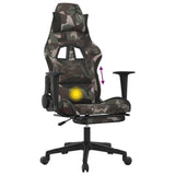 Massage Gaming Chair with Footrest Black and Camouflage Fabric