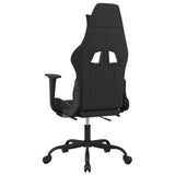 Massage Gaming Chair with Footrest Black and Cream Fabric