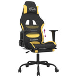 Gaming Chair with Footrest Black and Yellow Fabric