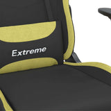 Massage Gaming Chair with Footrest Black and Light Green Fabric