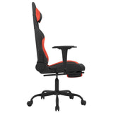 Massage Gaming Chair with Footrest Black and Red Fabric