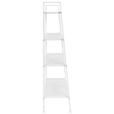 Ladder Bookcase 4 Tiers Metal White