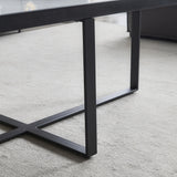 Minimalism rectangle coffee table; Black metal frame with sintered stone tabletop