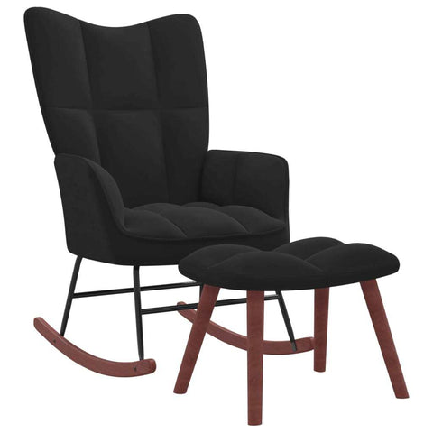 Rocking Chair with Ottoman Black Velvet