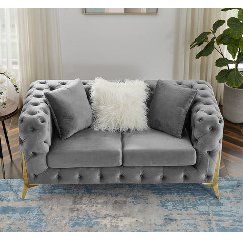 Velvet Loveseat for Living Room with Pillows