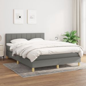Box Spring Bed with Mattress Dark Gray Full Fabric