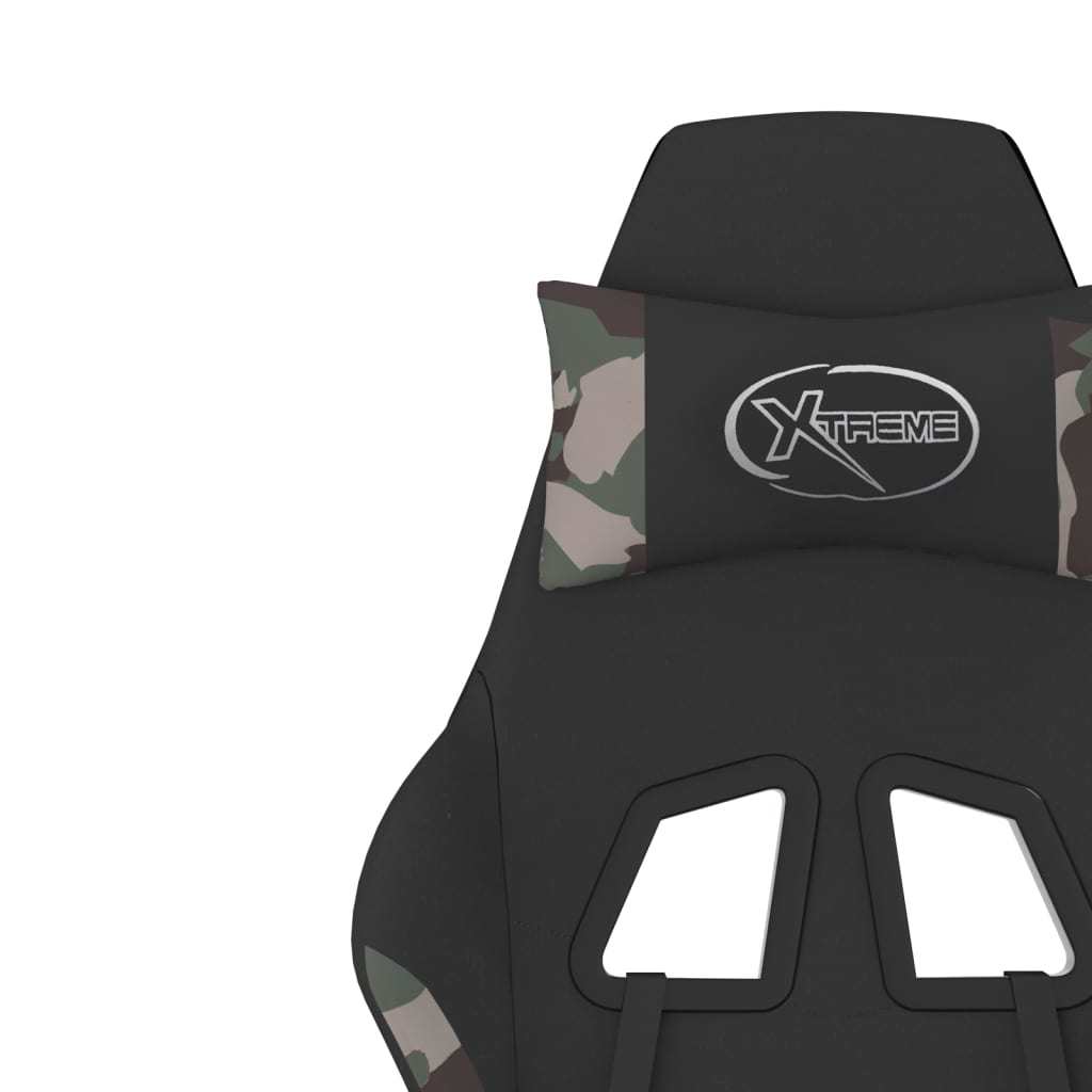 Gaming Chair with Footrest Black and Camouflage Fabric