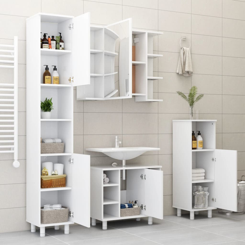 Bathroom Mirror Cabinet White 31.5"x8.1"x25.2" Engineered Wood