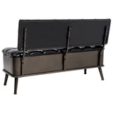 Storage Bench with Backrest 43.3" Black Faux Leather