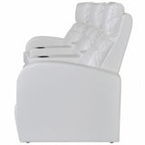 3-Seater Home Theater Recliner Sofa White Faux Leather