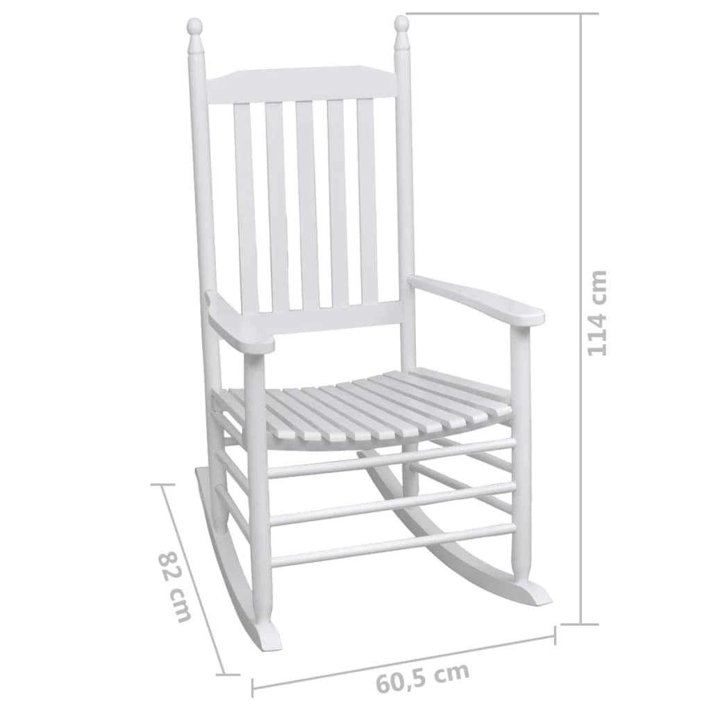 Rocking Chair with Curved Seat White Wood