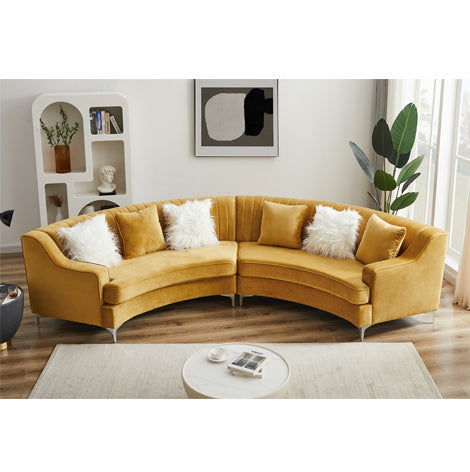 Velvet Curved Oversize Sofa for Living Room