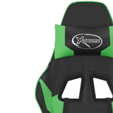 Gaming Chair with Footrest Black and Green Faux Leather