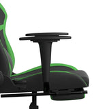 Massage Gaming Chair with Footrest Black&Green Faux Leather