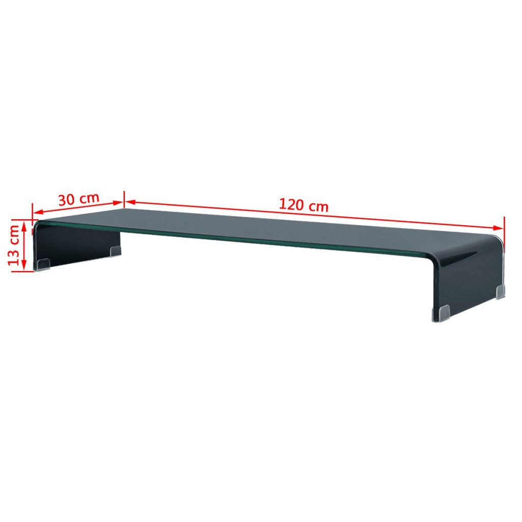 TV Stand / Monitor Riser Glass Black 47.2"x11.8"x5.1"