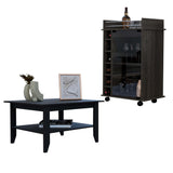 Britannica 2 Piece Living Room Set, Coffee Table + Bar Cabinet , Black /Espresso