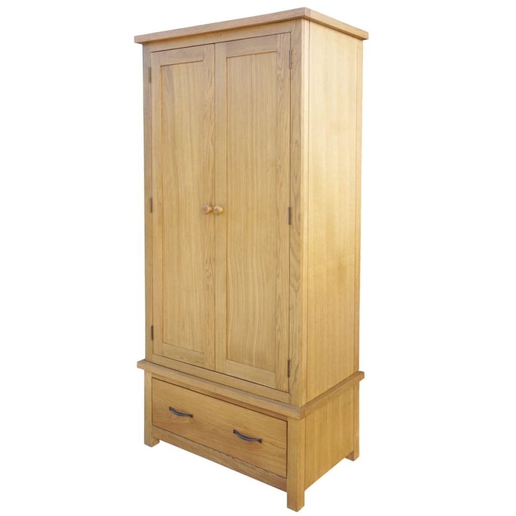 Wardrobe with 1 Drawer 35.4"x20.5"x72" Solid Oak Wood