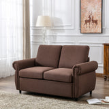 57.5" Orisfur Pull Out Sofa Bed Loveseat Sleeper with Twin Size Memory Mattress for Living Room Spaces, Brown