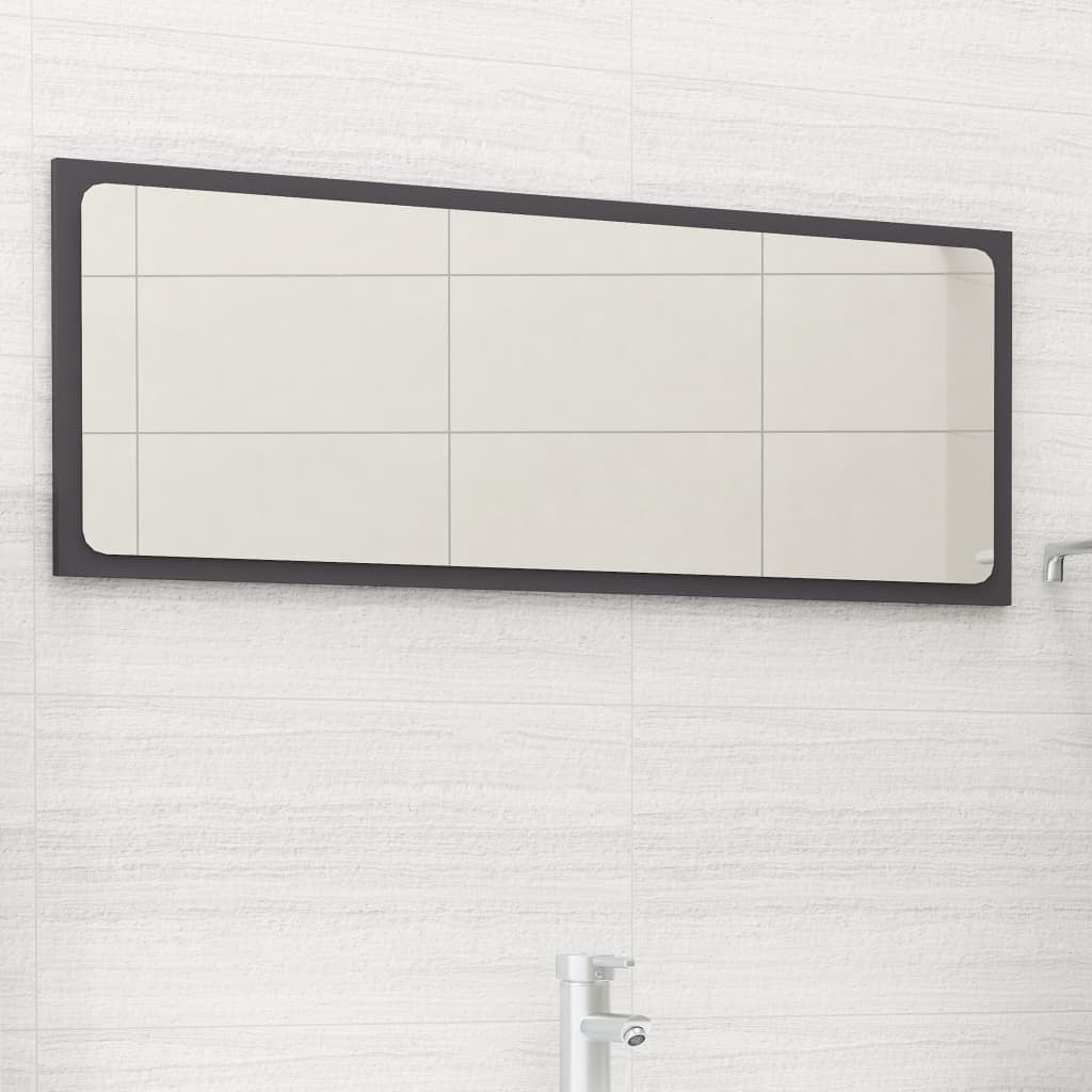 Bathroom Mirror Gray 35.4"x0.6"x14.6" Engineered Wood