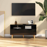 TV Cabinet High Gloss Black 35.4"x15.7"x19.1" Engineered Wood