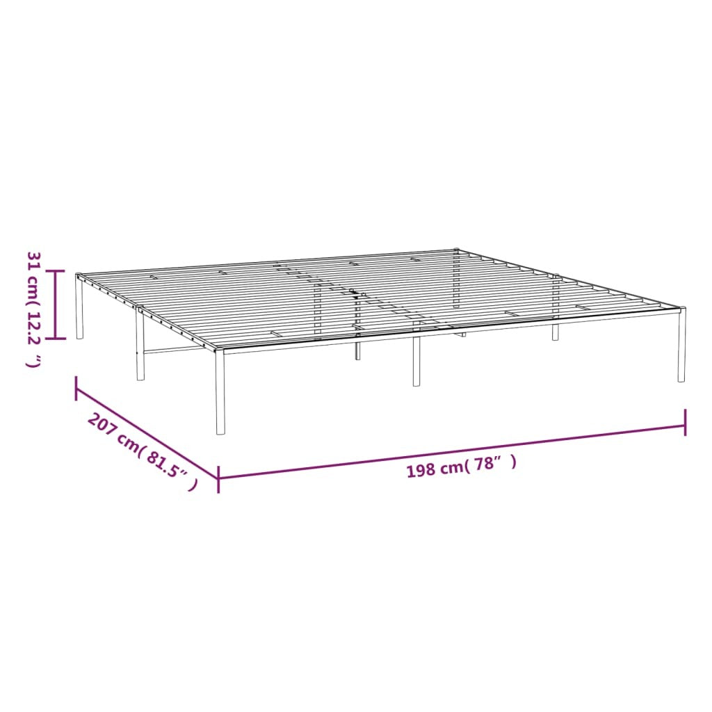 Metal Bed Frame White 76"x79.9"