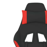 Massage Gaming Chair with Footrest Black and Red Fabric