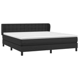 Box Spring Bed with Mattress Black King Faux Leather
