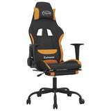 Massage Gaming Chair with Footrest Black and Orange Fabric