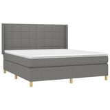 Box Spring Bed with Mattress&LED Dark Gray California King Fabric