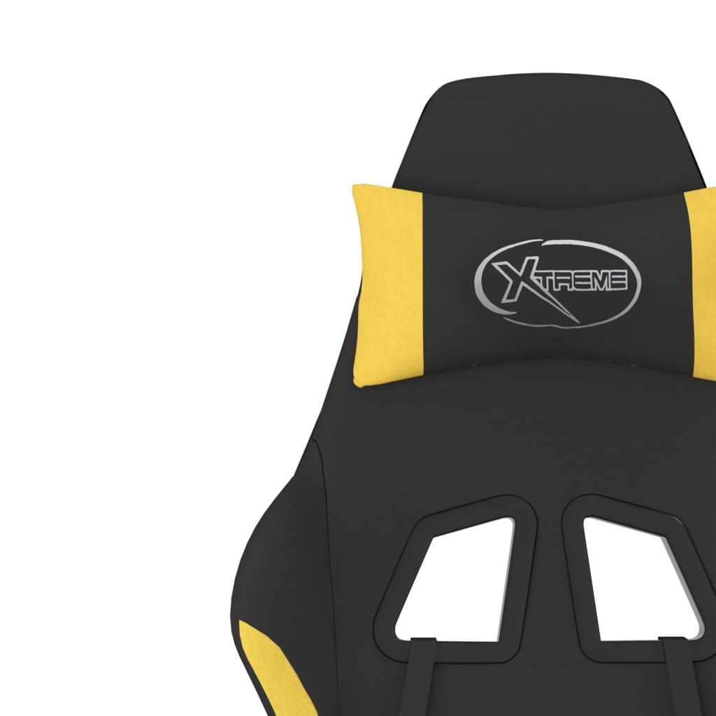 Gaming Chair with Footrest Black and Yellow Fabric