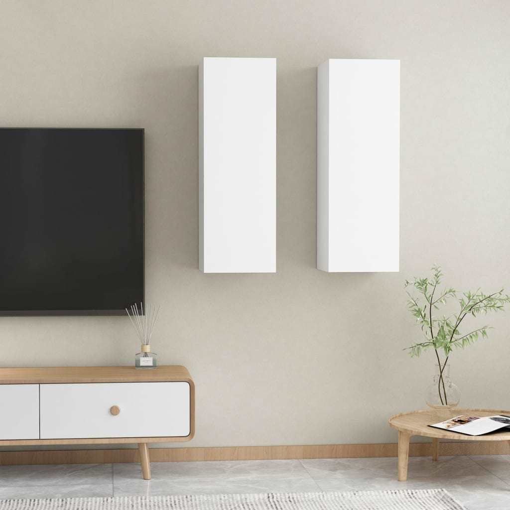 TV Cabinets 2 pcs White 12"x11.8"x35.4" Engineered Wood