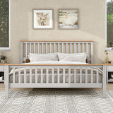 3 Pieces Country Gray with Oak Top Bedroom Sets, King Bed, Nightstand and