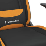 Massage Gaming Chair with Footrest Black and Orange Fabric