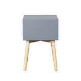 Side Table with 2 Drawer and Rubber Wood Legs;  Mid-Century Modern Storage Cabinet for Bedroom Living Room Furniture;  Gray