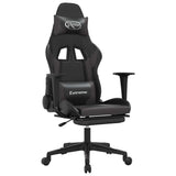 Massage Gaming Chair with Footrest Black&Gray Faux Leather