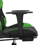 Massage Gaming Chair with Footrest Black&Green Faux Leather